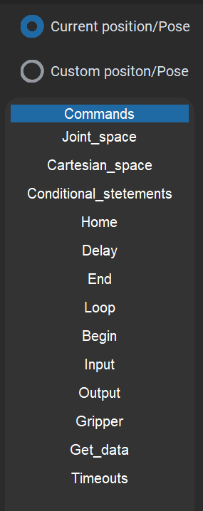 Command selection window