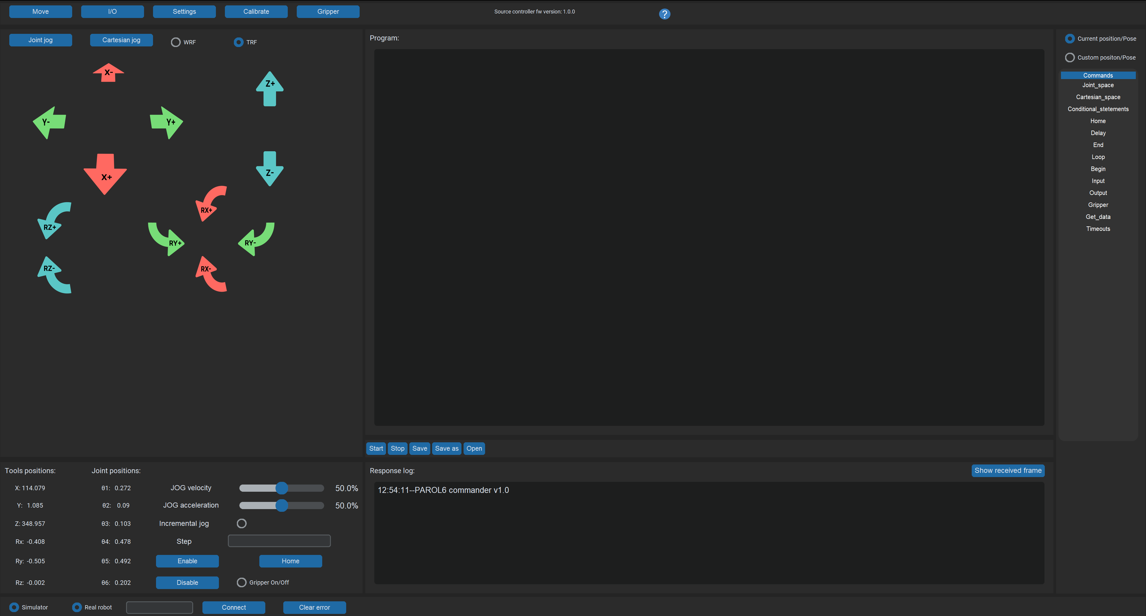 Cartesian jog interface