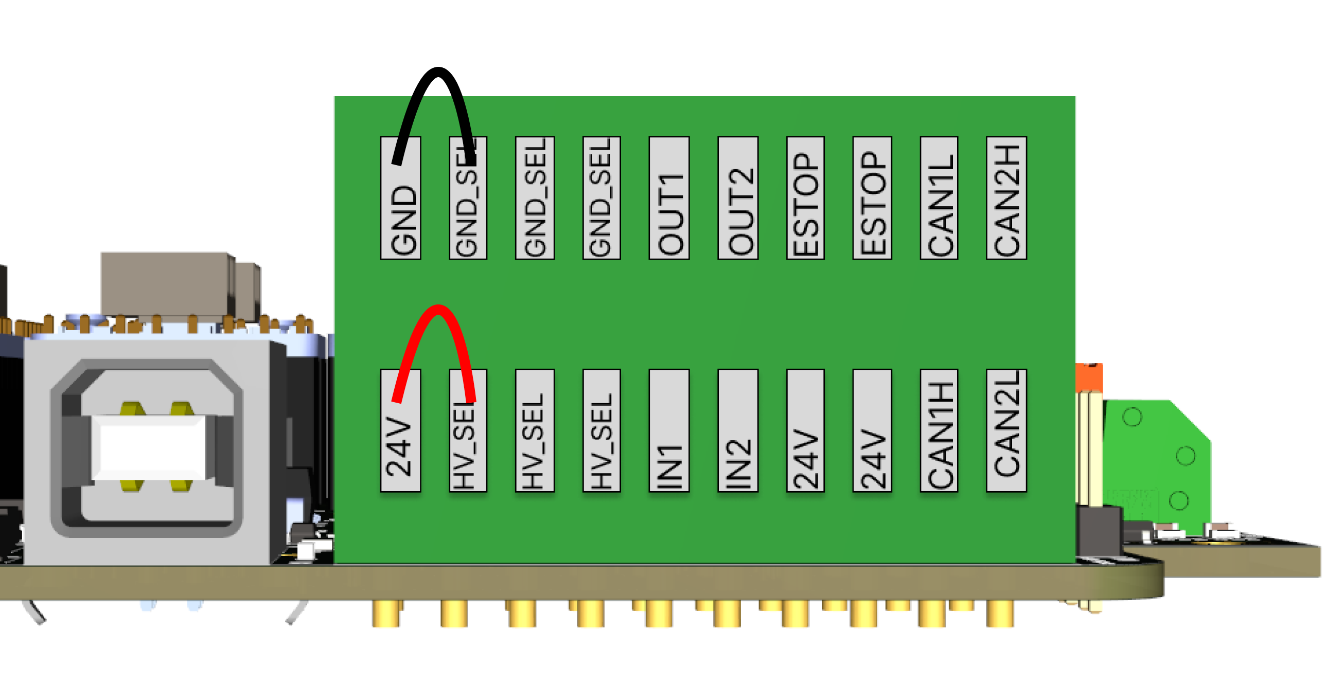 Wiring diagram for non-isolated internal 24V power supply on PAROL6 I/O