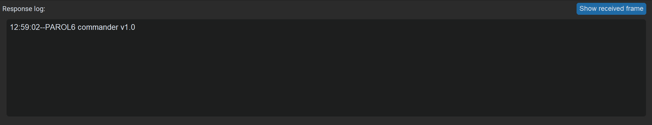 Response log showing error logs and active commands